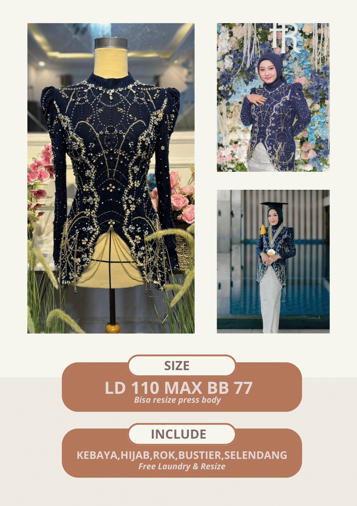 Kebaya Naya Navy