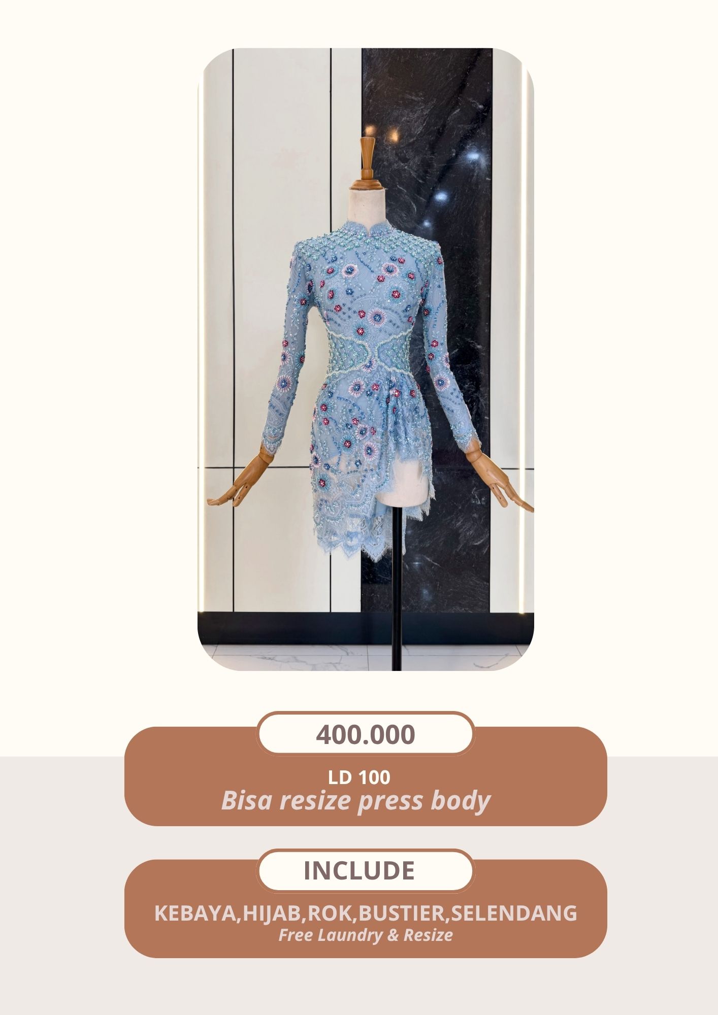 Kebaya mentari ice blue